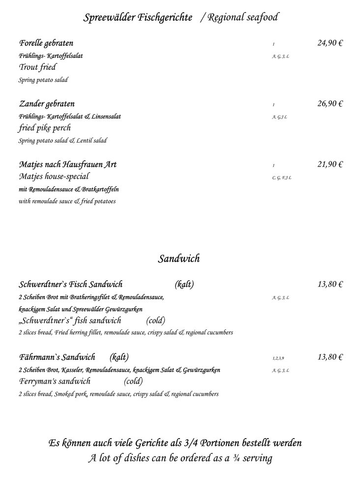 Fischgerichte, Sandwich